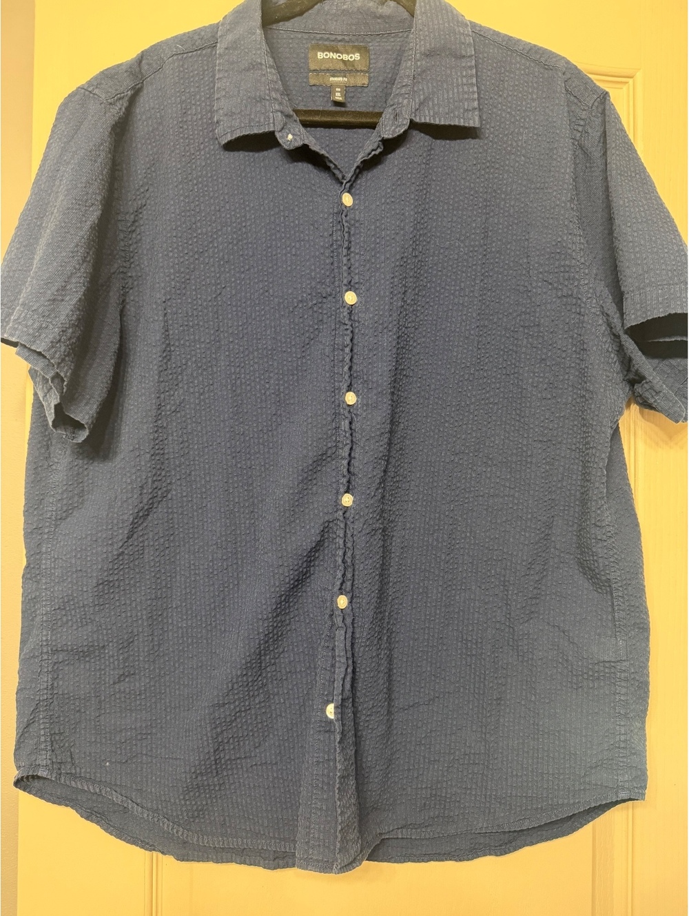 Bonobos Standard Fit XXL Blue Cotton Short Sleeve Shirt